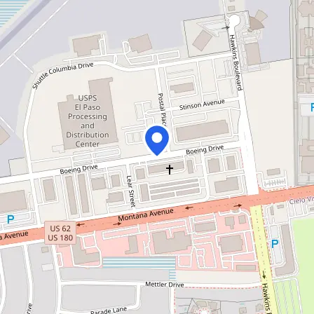 Map showing the location of Prometric Test Center in El Paso