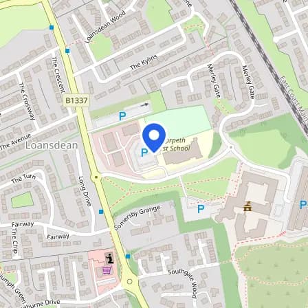 Map showing the location of Pearson Vue in Morpeth