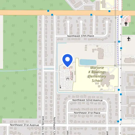 Map showing the location of Pearson VUE Select Test Center in Gainesville