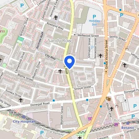 Map showing the location of Prometric Test Center in Belfast City District