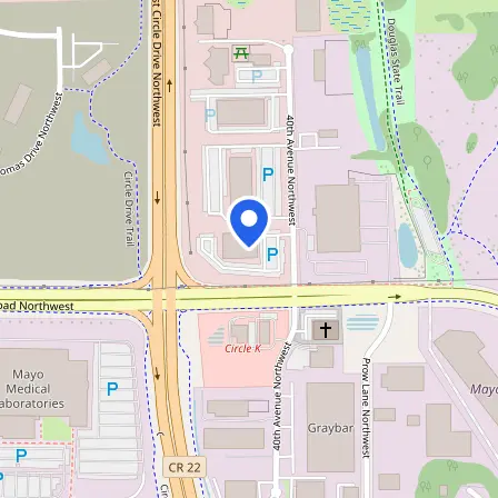 Map showing the location of Pearson Professional Center in Rochester