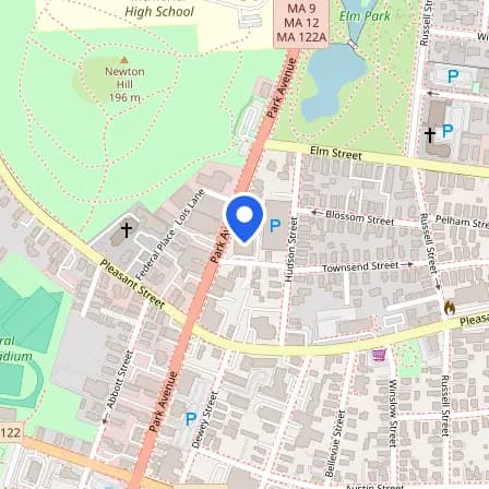 Map showing the location of Pearson Professional Center in Worcester