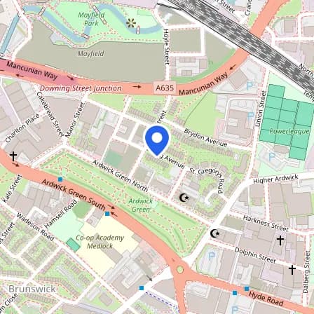 Map showing the location of Focusing First On People - Pearson Vue in Manchester