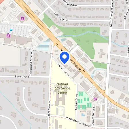 Map showing the location of Pearson Professional Center in Dothan