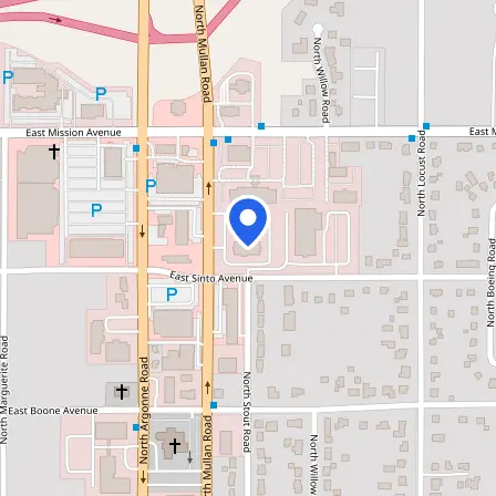 Map showing the location of Pearson Professional Centers in Spokane Valley