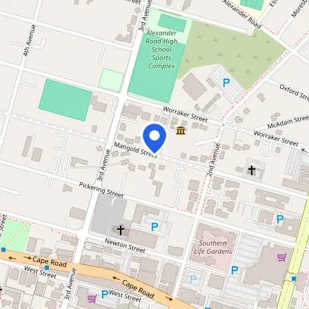 Map showing the location of AC ENGLISH - Newton Park - Pearson VUE Test Centre in Gqeberha
