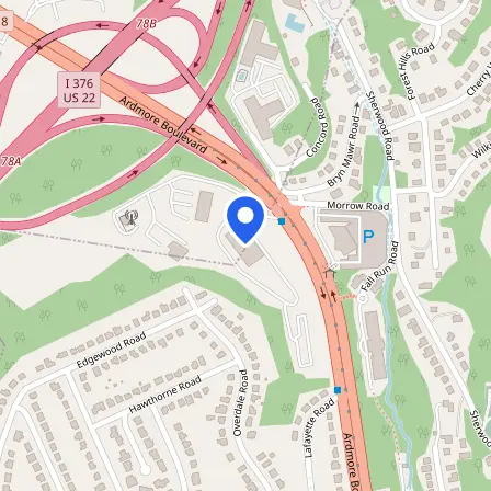 Map showing the location of Pearson Professional Center in Forest Hills