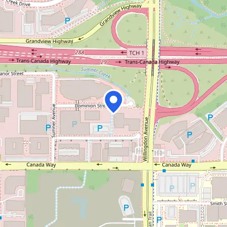 Map showing the location of Pearson Professional Centres in Greater Vancouver