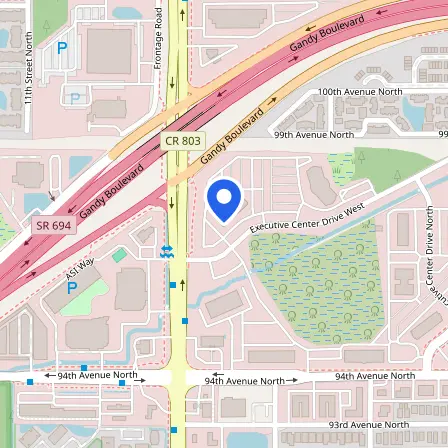 Map showing the location of Pearson Professional Center in Saint Petersburg