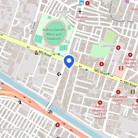 Map showing the location of Pearson VUE Test Center in Vijayawada