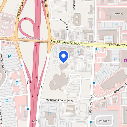Map showing the location of Pearson Professional Center in Jackson