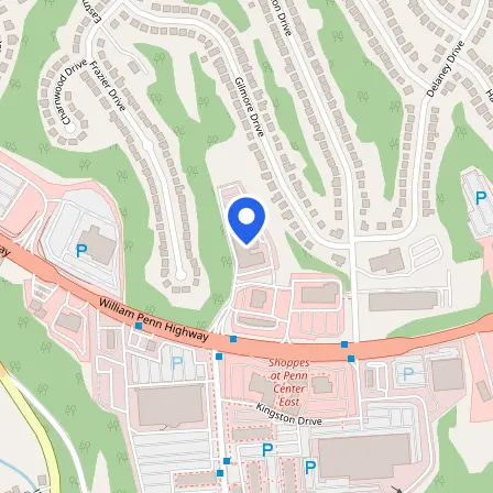 Map showing the location of Pearson testing center in Pittsburgh