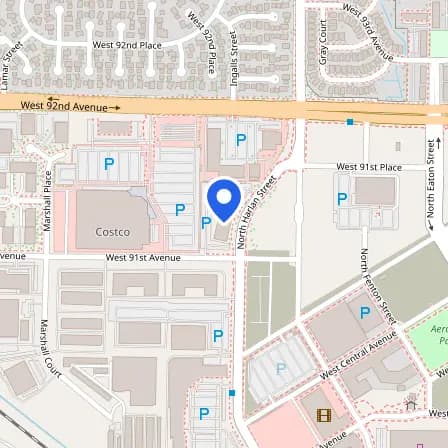 Map showing the location of Pearson Professional Center in Westminster
