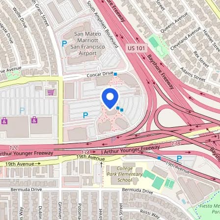 Map showing the location of Pearson Professional Centers-San Mateo CA in San Francisco