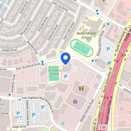 Map showing the location of Pearson Professional Center Austin in Austin