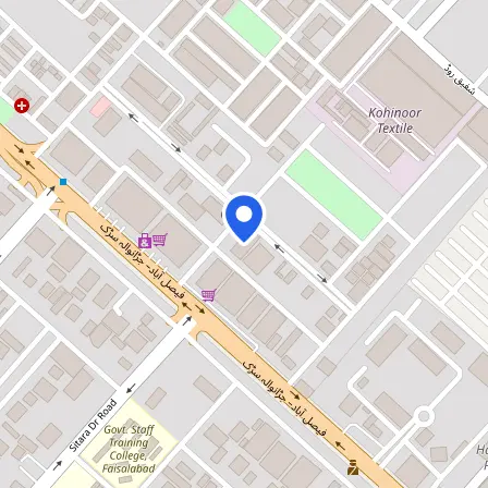 Map showing the location of Pearson Vue Authroised Test Center Faisalabad in Faisalabad City Tehsil