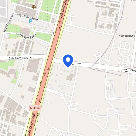 Map showing the location of Pearson Vue in Ghatlodiya Taluka
