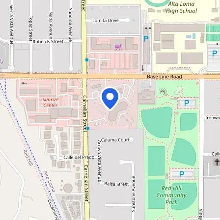 Map showing the location of Prometric Test Center in Rancho Cucamonga