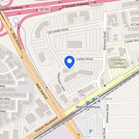 Map showing the location of Pearson Professional Center in Sacramento County