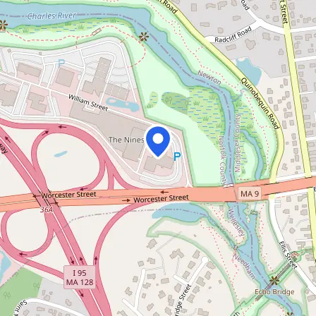 Map showing the location of Pearson Professional Centers Wellesley in Boston