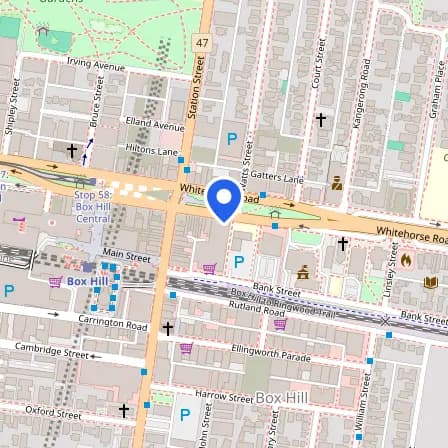 Map showing the location of Pearson Professional Centers Box Hill in Melbourne