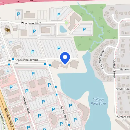 Map showing the location of Pearson Professional Center in Indianapolis