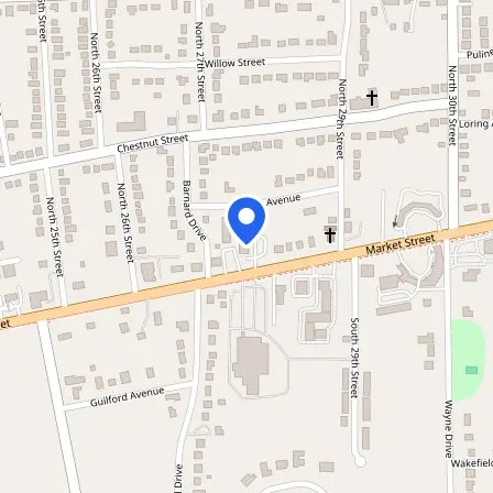 Map showing the location of Pearson Professional Center in Wilmington
