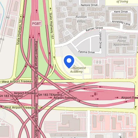 Map showing the location of Prometric Test Center in Dallas