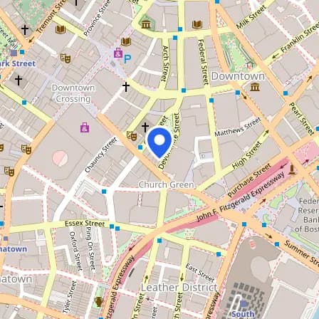 Map showing the location of Pearson Professional Center in Boston