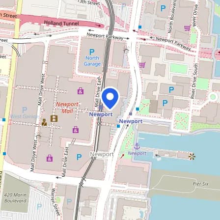 Map showing the location of Pearson VUE Professional Center in Jersey City