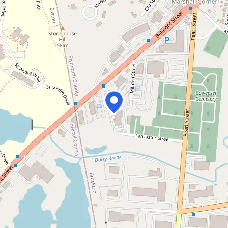Map showing the location of Prometric Test Center in Boston