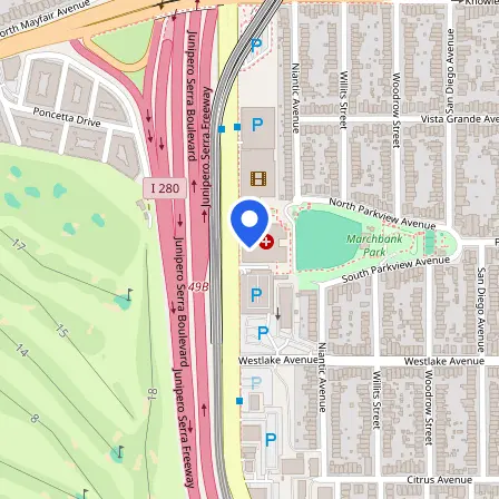 Map showing the location of Pearson Professional Center in San Francisco