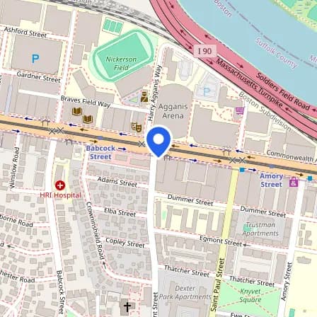 Map showing the location of Prometric Test Center in Boston