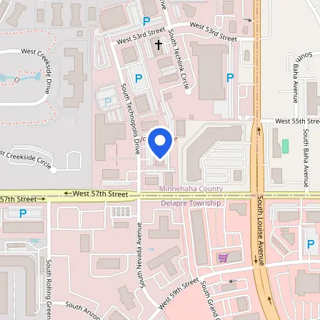 Map showing the location of Prometric Test Center in Sioux Falls