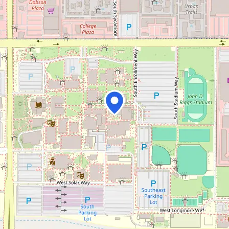 Map showing the location of Pearson VUE Center at Mesa Community College in Phoenix