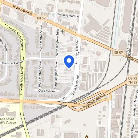 Map showing the location of Pearson VUE in Memphis