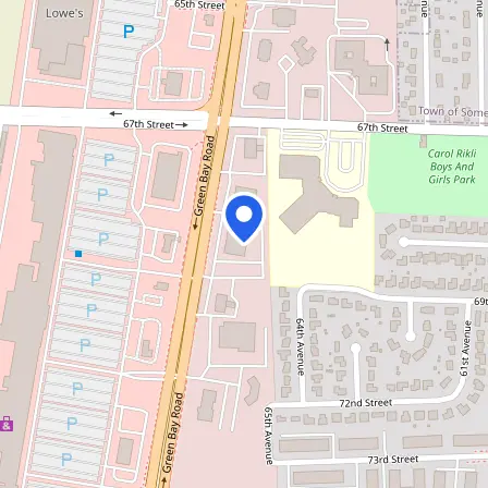 Map showing the location of Pearson Professional Center in Kenosha