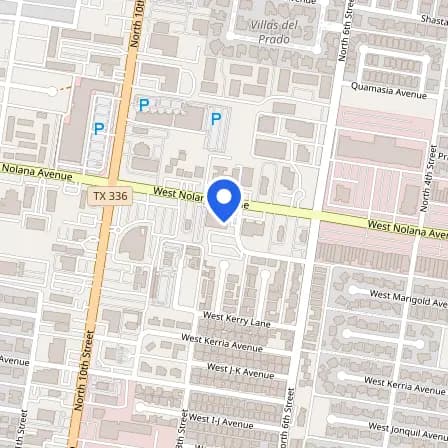Map showing the location of Prometric Test Center in McAllen