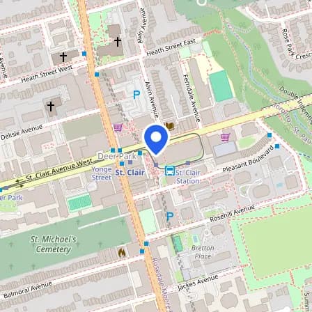 Map showing the location of Pearson Vue Professional Centre in Toronto