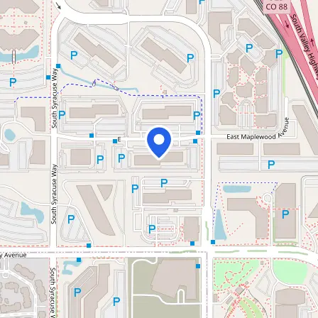 Map showing the location of Pearson Professional Center in Greenwood Village