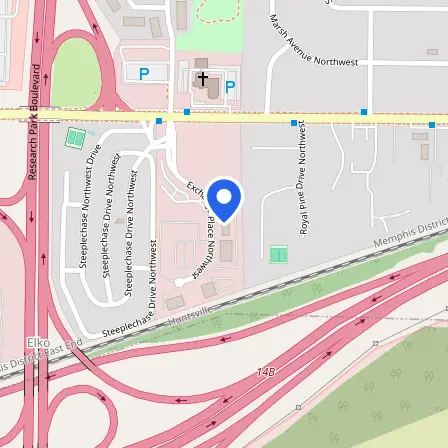 Map showing the location of Prometric Test Center in Huntsville