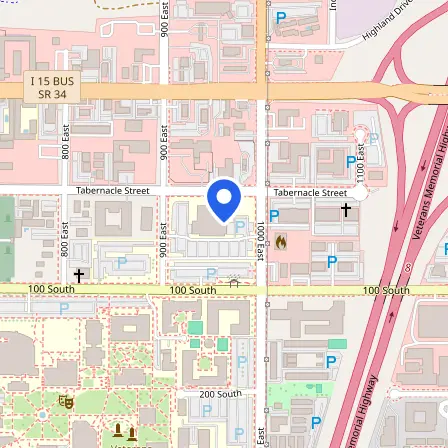 Map showing the location of Prometric Test Center in St. George