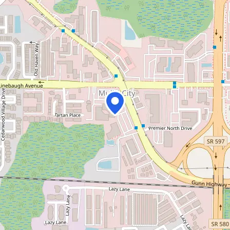 Map showing the location of Pearson VUE Test Center-Tampa in Mullis City