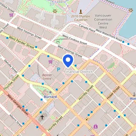 Map showing the location of Pearson Professional Centres in Vancouver
