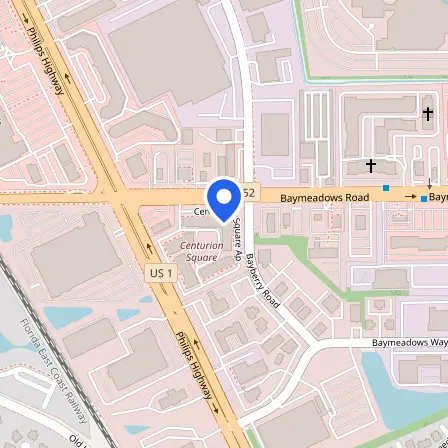 Map showing the location of Pearson VUE Testing Center in Jacksonville