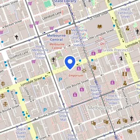 Map showing the location of Prometric Test Center in Melbourne