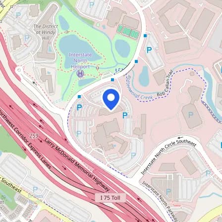 Map showing the location of Pearson Professional Center in Atlanta