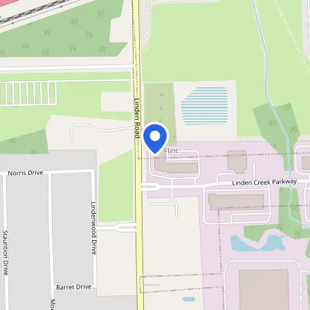 Map showing the location of Pearson VUE Authorized Test Center part of MMBC in Flint Charter Township