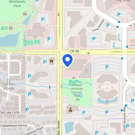 Map showing the location of Prometric Test Center in Greenwood Village