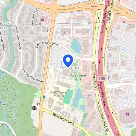 Map showing the location of Pearson Professional Center - Austin (North) in Austin